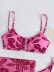 Conjunto de tres piezas de bikini dividido con cordones estampados NSZO108348