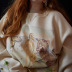 Three-Dimensional Character Oil Painting Style Print Thick Sweatshirt NSXE108416