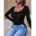 Long-Sleeved Ribbed Pleated Bottoming Tight-Fitting Top NSHPH108444