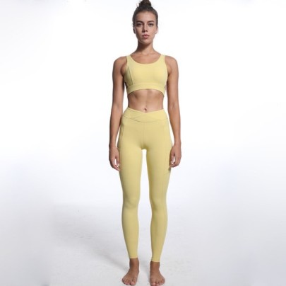 Hip-lifting High-elastic Fitness Halter Bra Low Waist Sports Trousers Yoga Set NSSBF108181