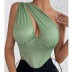 Solid Color Wrapped Chest Slim Waist Oblique Shoulder Vest With Underwire NSSCY108551