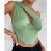 Solid Color Wrapped Chest Slim Waist Oblique Shoulder Vest With Underwire NSSCY108551