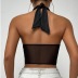 Stitching Lace Mesh Halter Neck Tie Underwire Wrap Chest Vest NSSCY108556