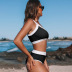Solid Color Stitching Single-Strap Bikini NSXSY108569