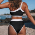 Solid Color Stitching Single-Strap Bikini NSXSY108569