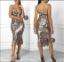 Sequin Sling Tassel Slim V Neck Prom Dress NSYML108582