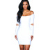 One-Word Collar Strapless Hollow Long-Sleeved Slim Dress NSHPH108597