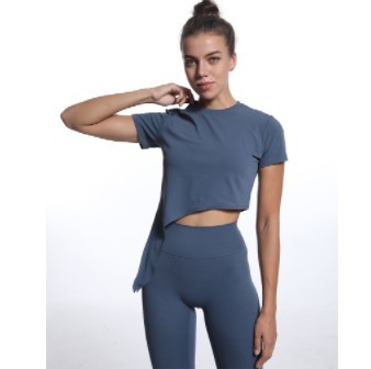 Solid Color Open Side Knotted Top Shorts High Stretch Yoga Set NSSBF108182