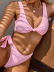 Solid Color High Waist Bandage Split Bikini 2 Piece Set NSCMB108645