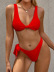 Conjunto de 2 piezas de bikini dividido de vendaje de cintura alta de color sólido NSCMB108645