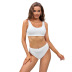 Solid Color Knitted Ribbed Jacquard Bikini NSXSY108759