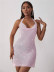 Hanging Neck Solid Color Sequin Split Dress NSYML108784