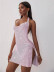 Hanging Neck Solid Color Sequin Split Dress NSYML108784