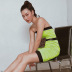 Contrasting Color Pleated Waist Slim One-Word Neck Backless Dress NSXE108843