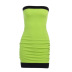 Contrasting Color Pleated Waist Slim One-Word Neck Backless Dress NSXE108843
