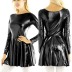 Solid Color Long-Sleeved High Waist Tight Patent Leather Dress NSHPH108851