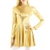 Solid Color Long-Sleeved High Waist Tight Patent Leather Dress NSHPH108851