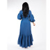 Long-Sleeved Ruffled Irregular Denim Dress NSCYW108876