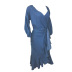 Long-Sleeved Ruffled Irregular Denim Dress NSCYW108876