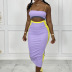 Color Stitching Tube Top Slip Dress NSCYW108890
