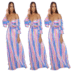 Striped Long Sleeve Tube Top Dress NSCYW108894