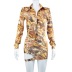 Lapel Digital Print Long-Sleeved Shirt Hollow Short Skirt 2 Piece Suit NSKKB108912