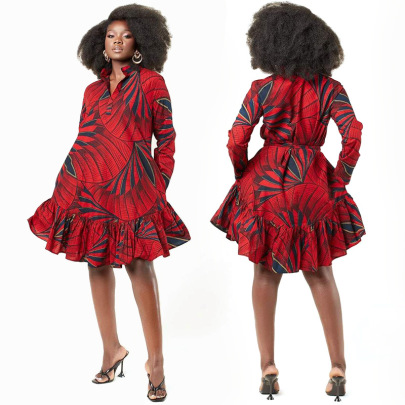 Loose Mid-length Digital Printing Long-sleeved Dress Nihaostyles Clothing Wholesale NSXHX99670