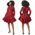 Loose Mid-Length Digital Print Long-Sleeved Dress NSXHX99670