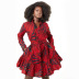 Loose Mid-Length Digital Print Long-Sleeved Dress NSXHX99670