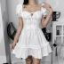 Gothic Style Lace-Up Puff Sleeve Dress NSGYB99723