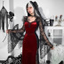 Gothic Style Suede Lace Slim Dress NSGYB99724