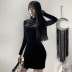 Gothic Style Suede Improved Cheongsam Slit Dress NSGYB99726
