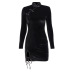 Gothic Style Suede Improved Cheongsam Slit Dress NSGYB99726