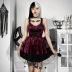 Gothic Style Suede Rose Print Solid Color Lace Dress NSGYB99729