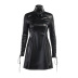 Gothic Style Long Sleeve Leather High Neck Lace Zipper Slim Dress NSGYB99734