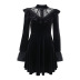 Gothic Style Ruffled Lace Mesh See-Through A-Line Dress NSGYB99737