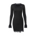 Gothic Style Square Neck Lace Stitching Stretch Tight Dress NSGYB99887