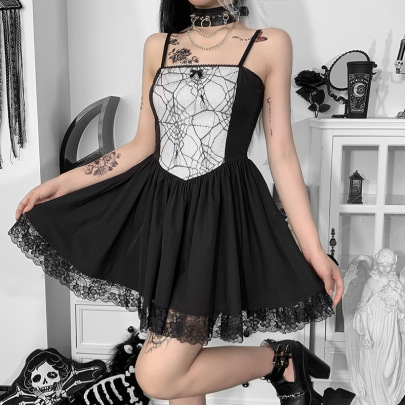 Gothic Style Mesh Stitching Slip Dress Nihaostyles Clothing Wholesale NSGYB99898