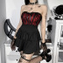 Gothic Style Lace Pattern High Waist Tube Top Dress NSGYB99906