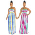 Stripe Print Tube Top Sleeveless Dress NSCYF99977