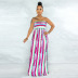 Stripe Print Tube Top Sleeveless Dress NSCYF99977