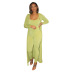 Solid Color Casual Long-Sleeved Backless Jumpsuit & Coat 2 Piece Set NSMYF100002