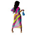 Perspective Colorful Striped Printed Dress NSMYF100005