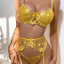 Solid Color Lace Embroidery Three-Piece Sexy Lingerie Set NSRBL109080