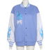 Contrast Color Stitching Embroidery Loose Casual Baseball Uniform Jacket NSDLS109087