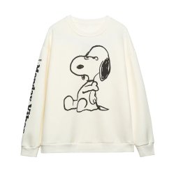 Comics Snoopy Pattern Print Loose Long Sleeve Sweatshirt NSAM109136