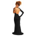 Solid Color Backless Irregular One-Shoulder Long-Sleeved Prom Full-Length Dress NSHWM109171