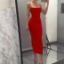 Solid Color Slim Slit Dress NSHWM109174