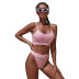 Solid Color High Waist Swimwear Set NSXSY109239