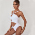 Solid Color Hollow Open Back Swimsuit NSXSY109245